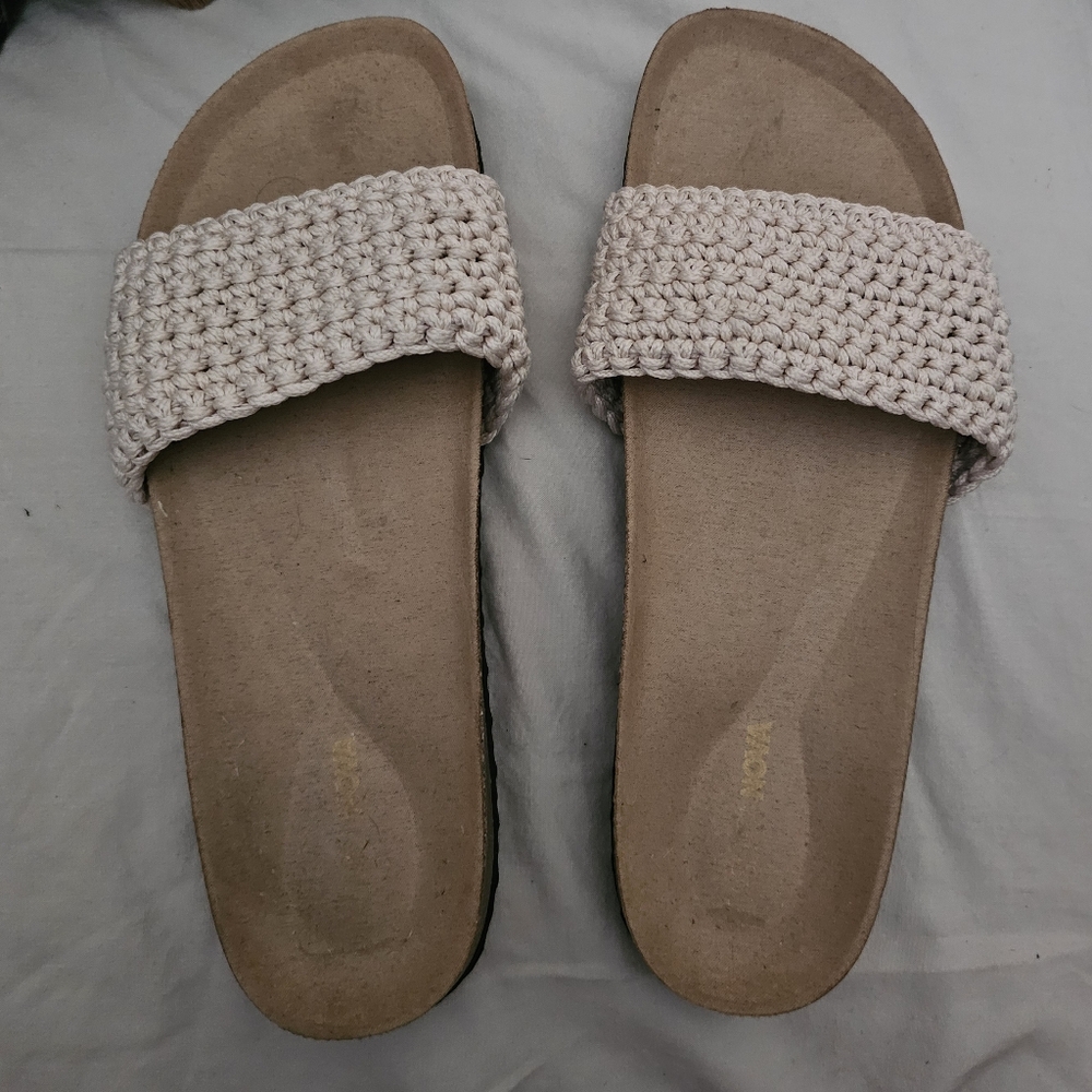 Fashion Nova Women's Woven Slide Sandals in Light Taupe